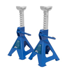Load image into Gallery viewer, Sealey Axle Stands (Pair) 2 Tonne Capacity per Stand Ratchet Type - Blue
