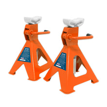 Load image into Gallery viewer, Sealey Axle Stands (Pair) 2 Tonne Capacity per Stand Ratchet Type - Orange
