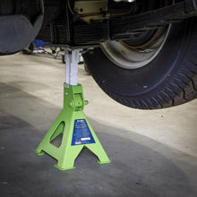 Load image into Gallery viewer, Sealey Axle Stands (Pair) 3 Tonne Capacity per Stand Ratchet Type - Hi-Vis Green
