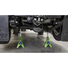 Load image into Gallery viewer, Sealey Axle Stands (Pair) 3 Tonne Capacity per Stand Ratchet Type - Hi-Vis Green
