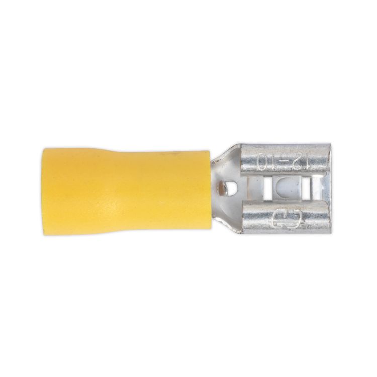 Sealey Push-On Terminal 6.3mm Female Yellow - Pack of 100
