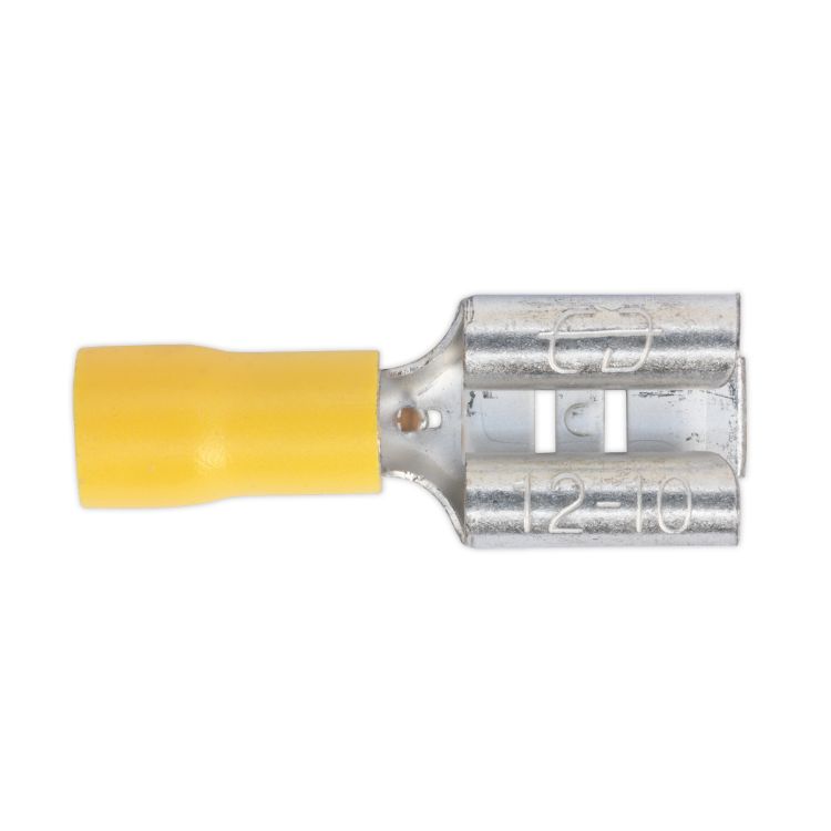 Sealey Push-On Terminal 9.5mm Female Yellow - Pack of 100