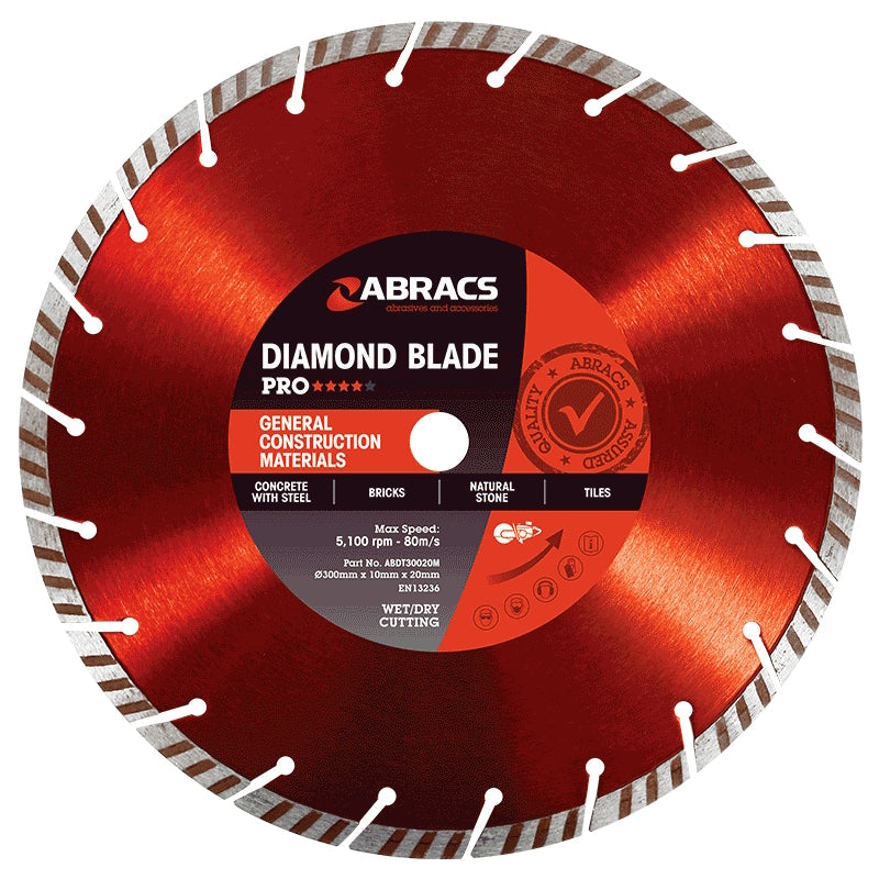 Abracs Diamond Blade 300mm x 10mm x 20mm GCM - Pro