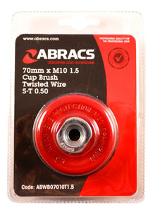 Abracs Wire Brush Twist Knot Cup 70mm x M10 1.5 Thread