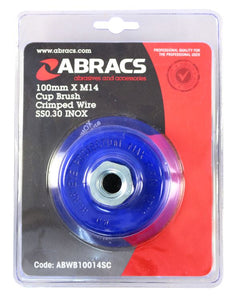 Abracs Wire Brush Crimp Cup 100mm x M14 S/S