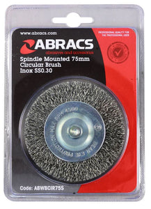 Abracs Spindle Mounted 75mm Circular Wire Brush S/S