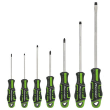 Load image into Gallery viewer, Sealey Screwdriver Set 7pc GripMAX - Slotted/Phillips - Hi-Vis Green (Premier)

