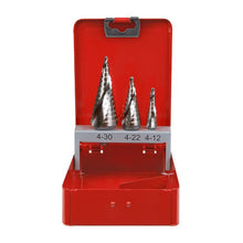Load image into Gallery viewer, Sealey HSS M2 Step Drill Bit Set 3pc - Spiral Flute
