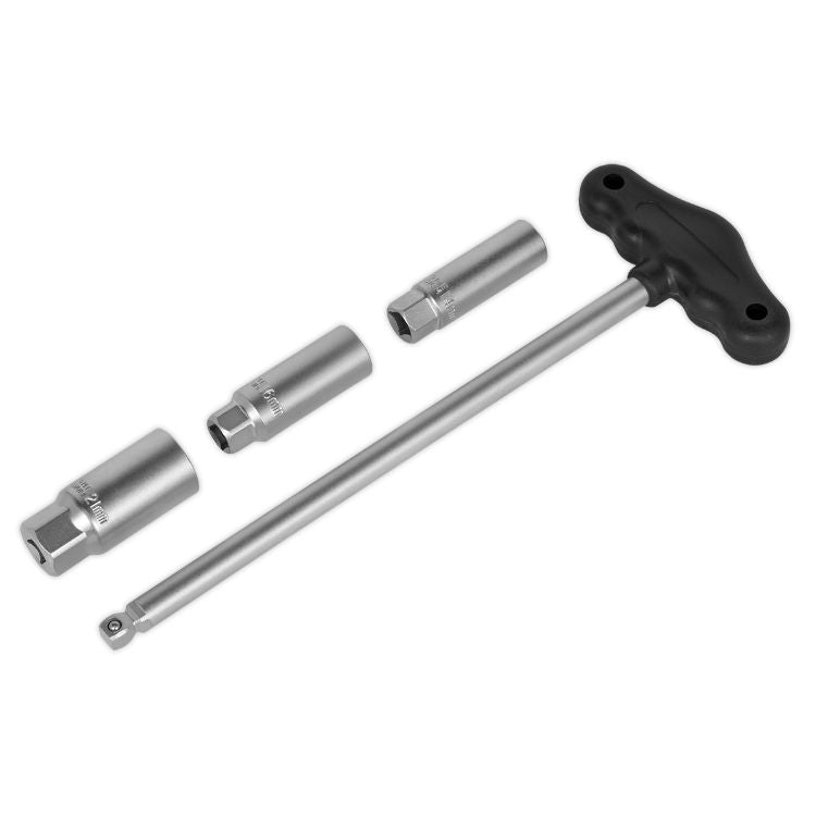Sealey T-Bar & Rubber Insert Spark Plug Socket Set 4pc 3/8