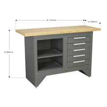 Load image into Gallery viewer, Sealey Workbench, 5 Drawers Ball-Bearing Slides Heavy-Duty
