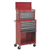Load image into Gallery viewer, Sealey Topchest &amp; Rollcab Combination 13 Drawer Ball-Bearing Slides - Red/Grey
