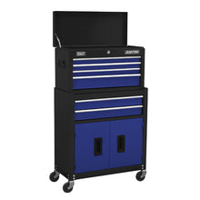 Load image into Gallery viewer, Sealey Topchest &amp; Rollcab Combination 6 Drawer Ball-Bearing Slides - Black/Blue &amp; 170pc Tool Kit
