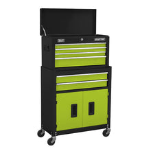 Load image into Gallery viewer, Sealey Topchest &amp; Rollcab Combination 6 Drawer Ball-Bearing Slides - Black/Green &amp; 170pc Tool Kit
