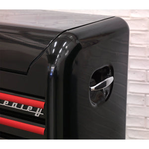 Sealey Retro Style Wide Topchest & Rollcab Combination 10 Drawer Black, Red Anodised Drawer Pull