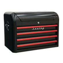Load image into Gallery viewer, Sealey Topchest 4 Drawer Retro Style - Black, Red Anodised Drawer Pulls
