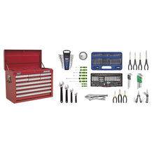 Load image into Gallery viewer, Sealey Topchest 10 Drawer Ball-Bearing Slides - Red &amp; 140pc Tool Kit
