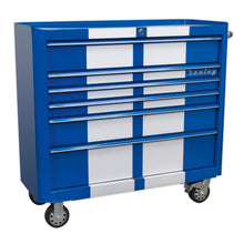 Load image into Gallery viewer, Sealey Retro Style Wide Topchest &amp; Rollcab Combination 10 Drawer Blue/White Stripes
