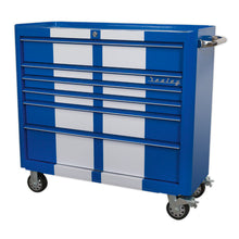 Load image into Gallery viewer, Sealey Rollcab 6 Drawer Wide Retro Style - Blue, White Stripes
