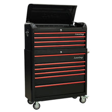 Load image into Gallery viewer, Sealey Retro Style Wide Topchest &amp; Rollcab Combination 10 Drawer Black, Red Anodised Drawer Pull
