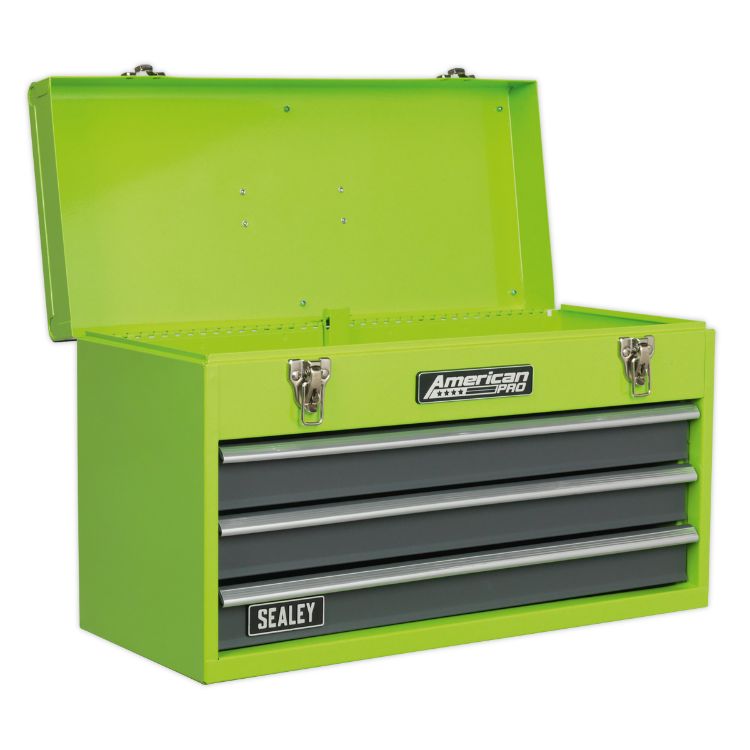 Sealey Toolchest 3 Drawer Portable, Ball-Bearing Slides - Green/Grey