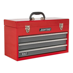 Sealey Toolchest 3 Drawer Portable, Ball-Bearing Slides - Red/Grey