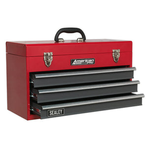 Sealey Toolchest 3 Drawer Portable, Ball-Bearing Slides - Red/Grey