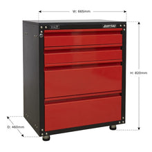Load image into Gallery viewer, Sealey Modular 4 Drawer Cabinet, Worktop 665mm
