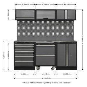 Sealey Superline PRO 2.04M Storage System - Stainless Steel Worktop