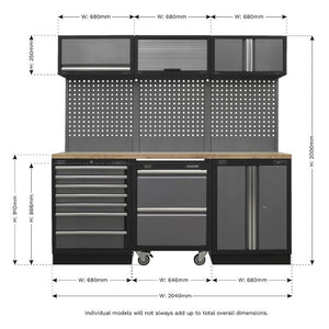 Sealey Superline PRO 2.04M Storage System - Pressed Wood Worktop