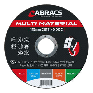 Abracs Hybrid "5in1" Maxi Disc 115 x 1.6 x 22mm Flat Metal