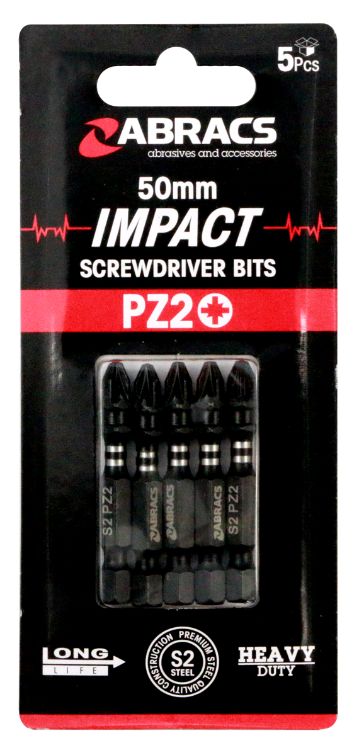 Abracs 50mm Impact Screwdriver Bit PZ2 (5pc)
