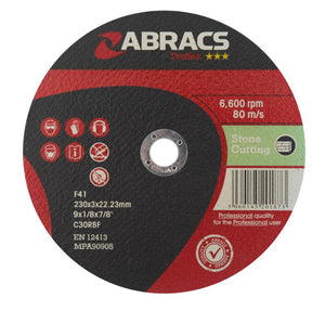 Abracs Proflex Cutting Disc 230mm x 3mm x 22mm Flat Stone