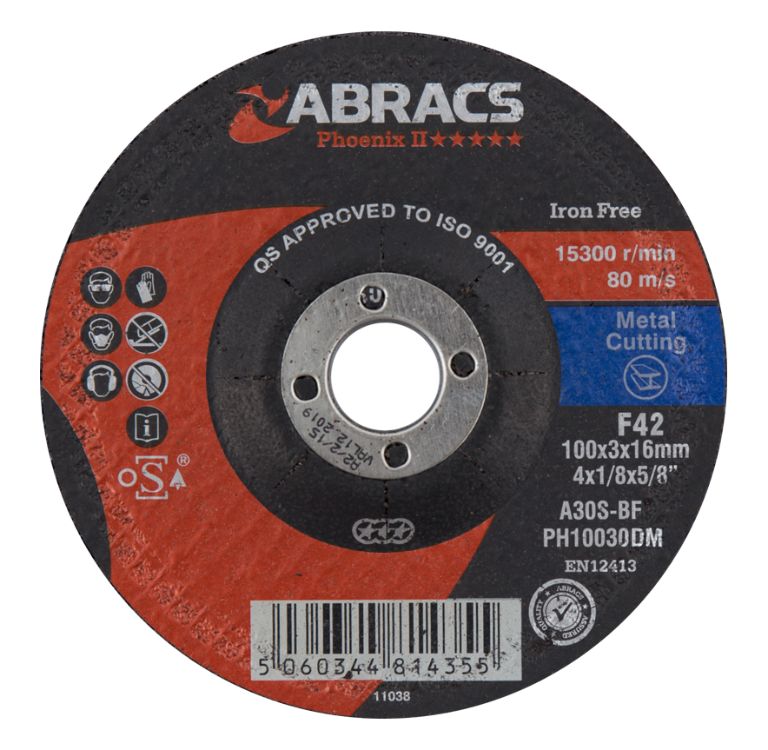 Abracs Phoenix II Cutting Disc 100mm x 3mm x 16mm DPC Metal