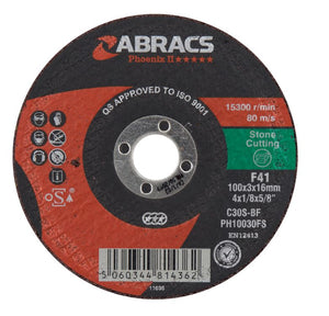 Abracs Phoenix II Cutting Disc 100mm x 3mm x 16mm Flat Stone
