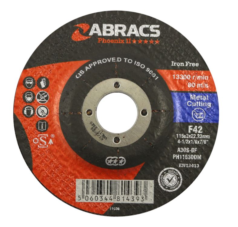 Abracs Phoenix II Cutting Disc 115mm x 3mm x 22mm DPC Metal