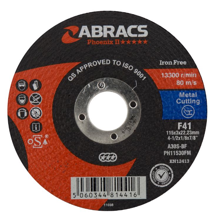 Abracs Phoenix II Cutting Disc 115mm x 3mm x 22mm Flat Metal
