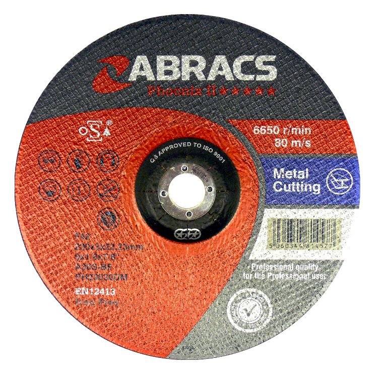 Abracs Phoenix II Cutting Disc 230mm x 3mm x 22mm DPC Metal