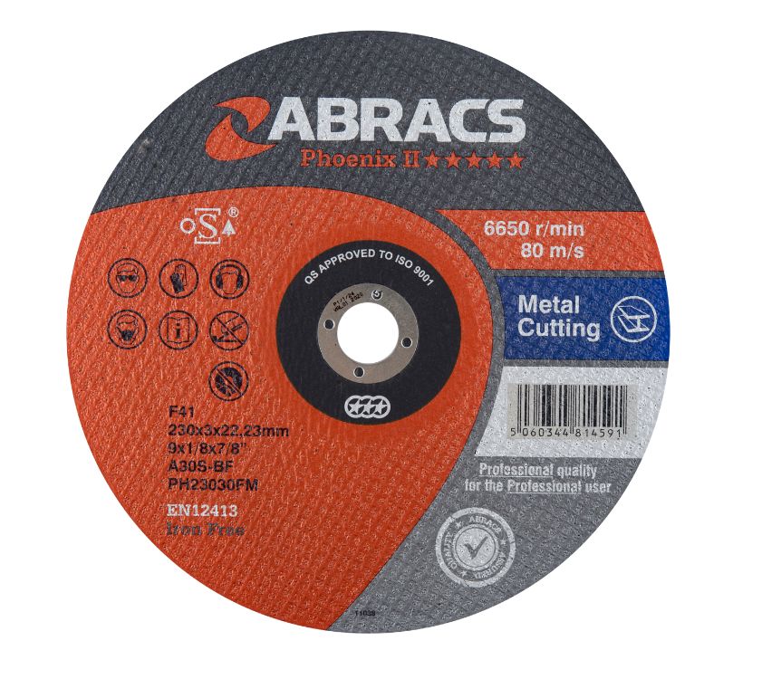 Abracs Phoenix II Cutting Disc 230mm x 3mm x 22mm Flat Metal