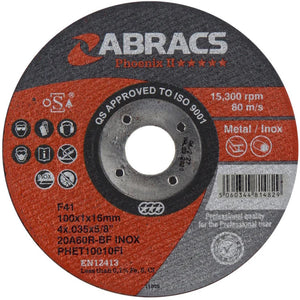 Abracs Phoenix II Extra Thin Cutting Disc 100mm x 1.0mm x 16mm