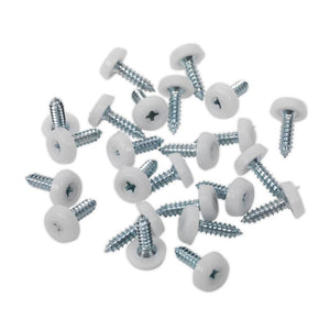Sealey Numberplate Screw Plastic Enclosed Head 4.8 x 18mm White - Pack of 50