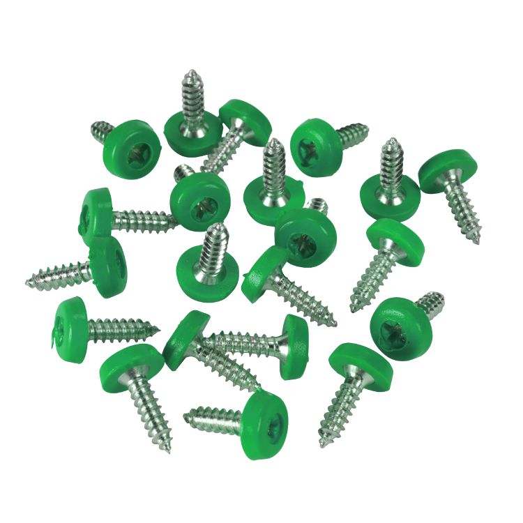 Sealey Numberplate Screw Plastic Enclosed Head 4.8 x 18mm Green - Pack of 50