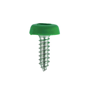 Sealey Numberplate Screw Plastic Enclosed Head 4.8 x 18mm Green - Pack of 50