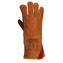 Load image into Gallery viewer, Portwest Reinforced Welding Gauntlet Brown A530
