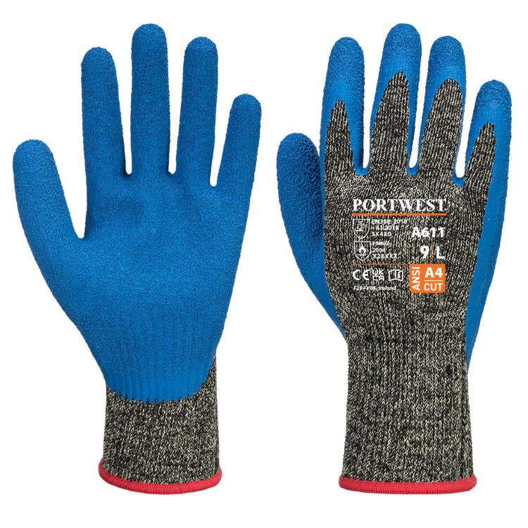 Portwest Aramid HR Cut Latex Glove Black/Blue A611