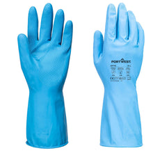 Load image into Gallery viewer, Portwest FD Chemical B Latex Light Gauntlet Blue AP76 - Pack of 12 Pairs
