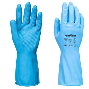 Portwest FD Chemical B Latex Light Gauntlet Blue AP76 - Pack of 12 Pairs