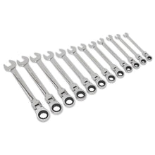 Load image into Gallery viewer, Sealey Flexi-Head Ratchet Combination Spanner Set 12pc Metric (Siegen)
