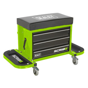 Sealey Mechanic's Utility Seat & Toolbox - Hi-Vis Green