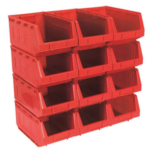 Sealey Plastic Storage Bin 210 x 355 x 165mm Red - Pack of 12