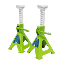 Load image into Gallery viewer, Sealey Axle Stands (Pair) 2 Tonne Capacity per Stand Ratchet Type - Hi-Vis Green
